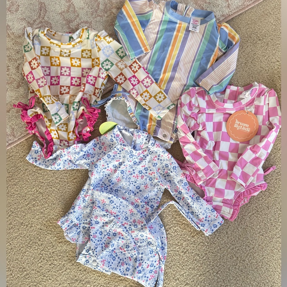 Baby Girl Swimsuit bundle size 6-12 months (4 one piece swimsuits) Ruffle Butts